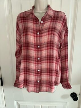 NWT Flag & Anthem Red Plaid Button-Down Shirt Sz XS
